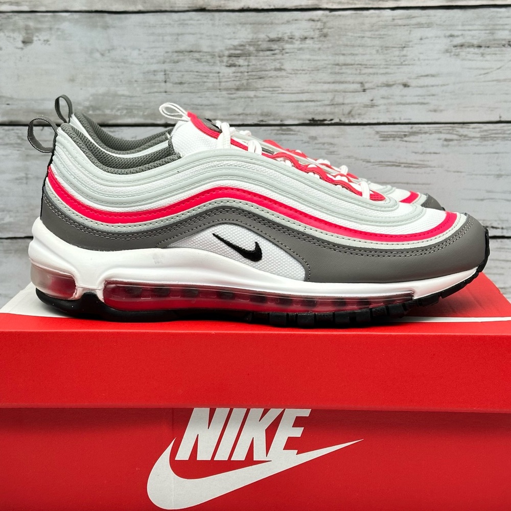 Nike Air Max 97 GS Big Kids’ Size 7Y / Womens 8.5 White Red Grey Shoe New